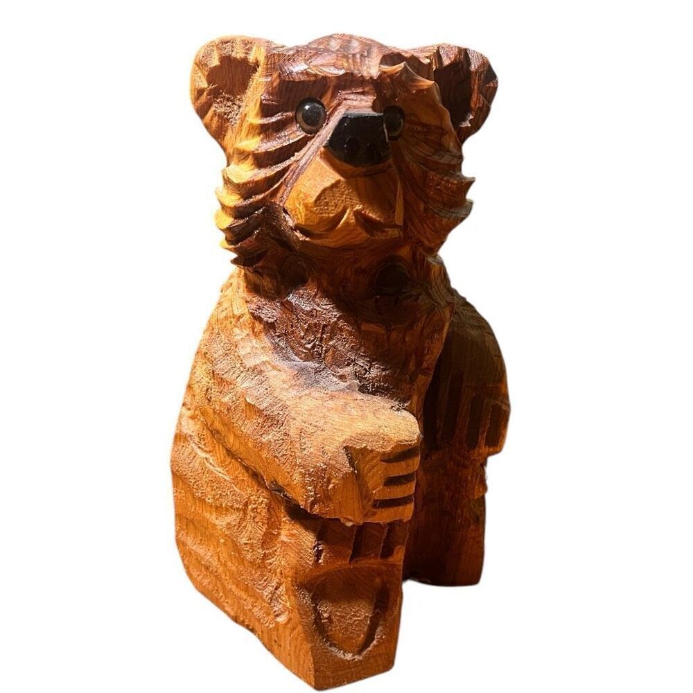 Wood Carved 11” Great Detail‎ & Color Bear
